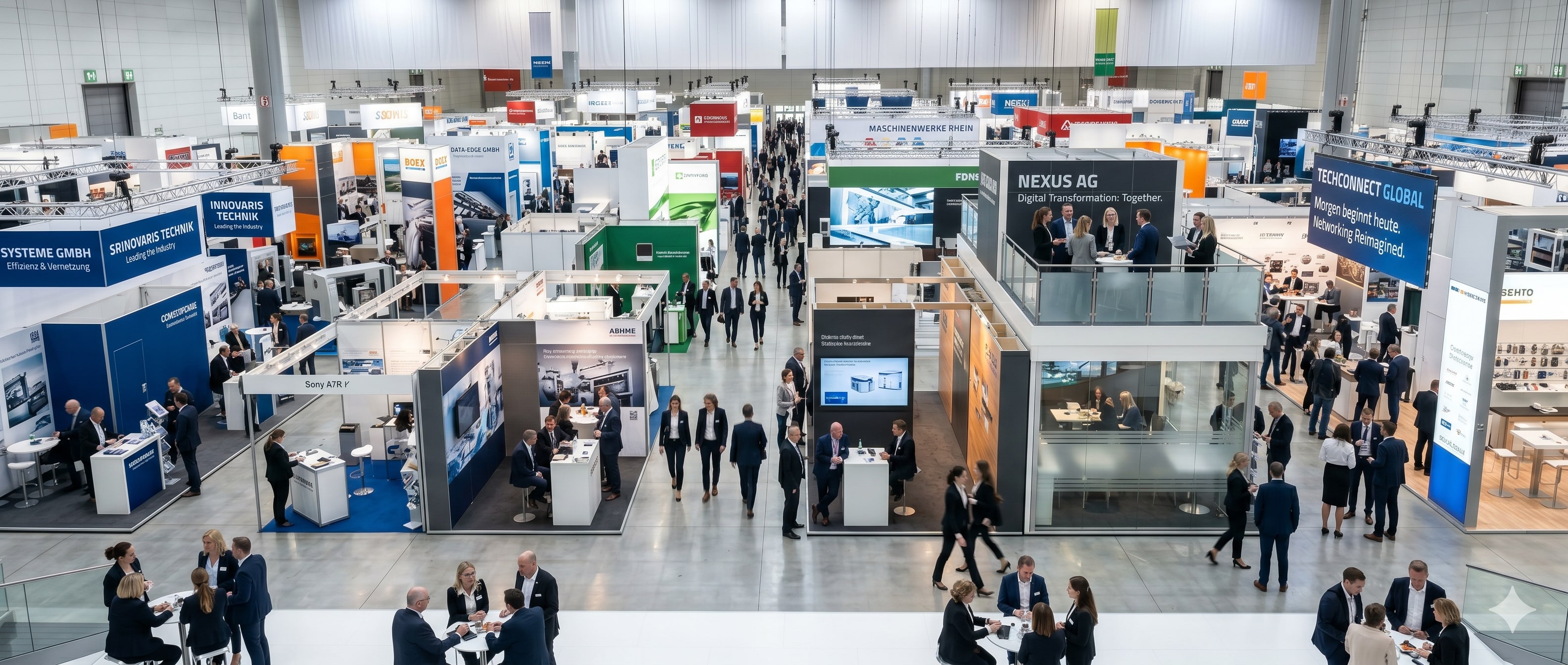 Technische B2B-Messe mit Ausstellern und Entscheidern